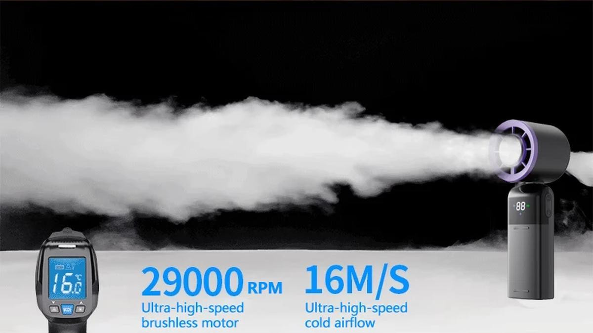  Handheld Mini Ice Compress Turbofan with Lanyard LED Digital Display Quite and High-Speed USB Rechargeable Air Cooling Fans | Fugo Best